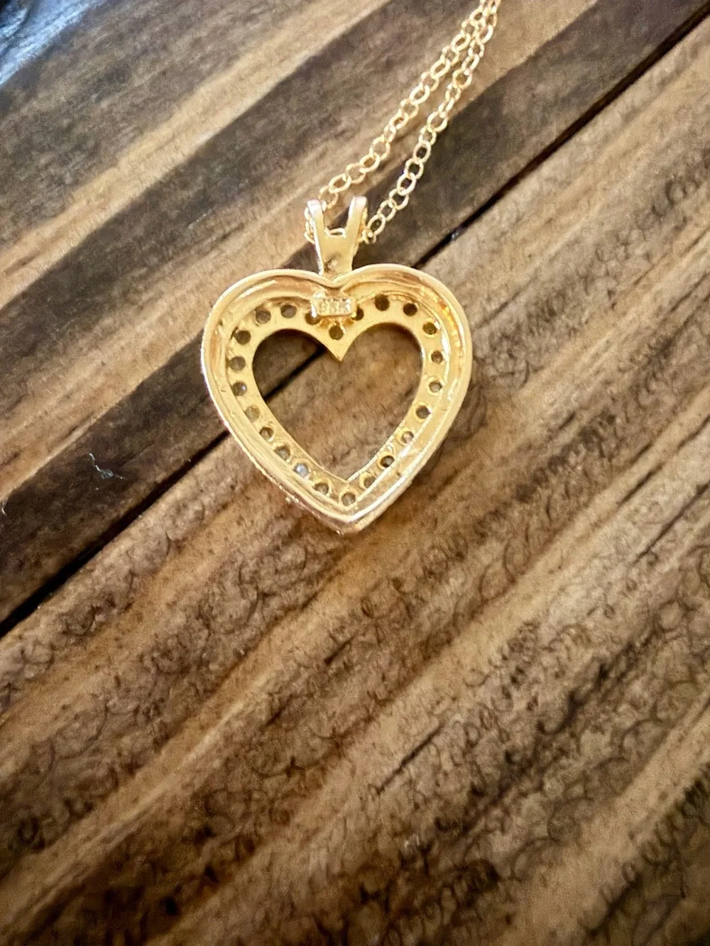 Gold plated 925 Sterling Silver Heart Pendant Necklace with Natural Diamonds